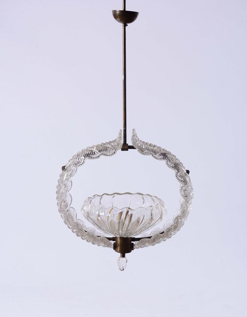 Lampadario in cristallo con struttura in ottone, XX secolo  - Auction Asta a Tempo Antiquariato - II - Cambi Casa d'Aste