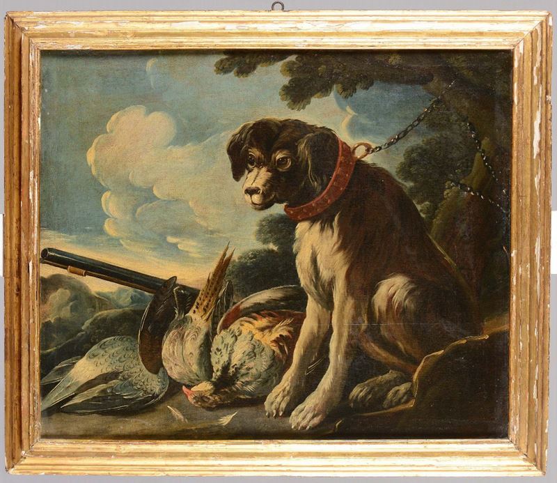 Domenico Brandi (1683-1736), nei modi di Cane con cacciagione  - Asta Asta a Tempo Pittura - Cambi Casa d'Aste