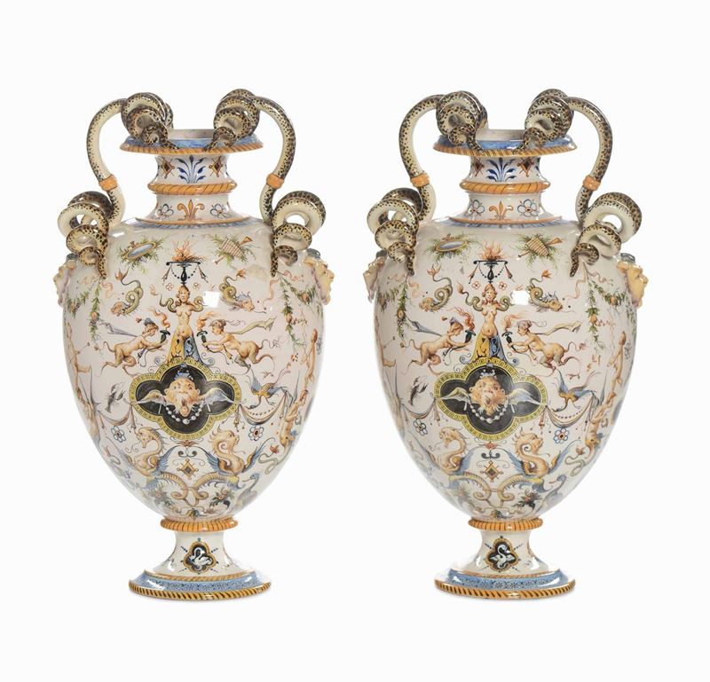 Coppia di grandi vasi Doccia, Manifattura Ginori, 1890 circa  - Auction Majolica and Porcelains - II - Cambi Casa d'Aste