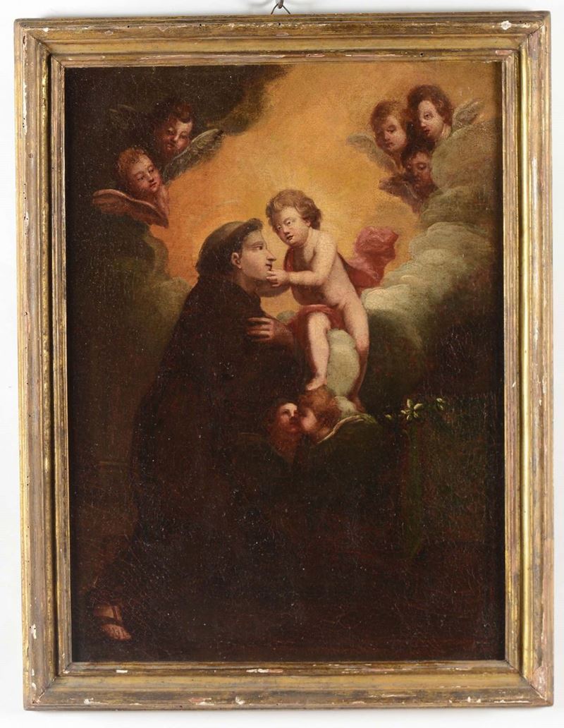 Scuola del XVIII secolo Sant'Antonio con Bambin Gesù  - Auction Paintings Timed Auction - Cambi Casa d'Aste