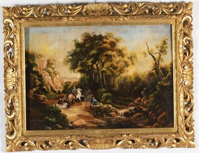 Istvan Remenyipaesaggio con Figure e Militare a Cavallo