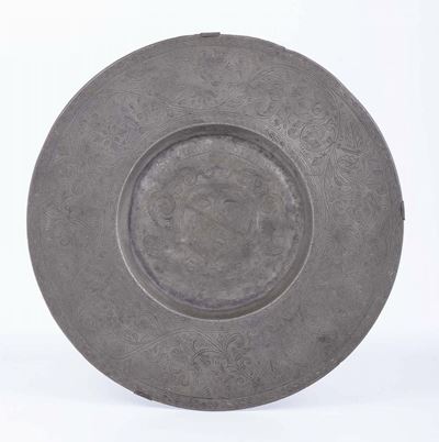 Piatto da Parata in Peltro con Tesa Piatta, XVII/XVIII Secolo