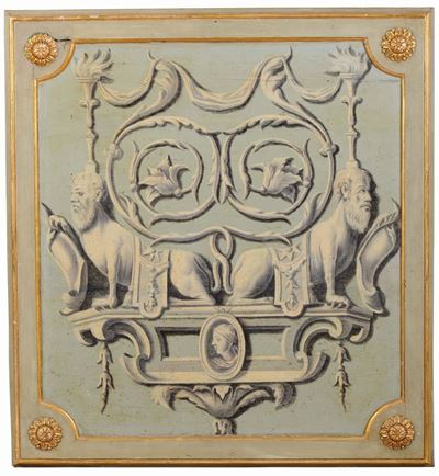 Coppia Pannelli in Legno Dipinto, XIX Secolo