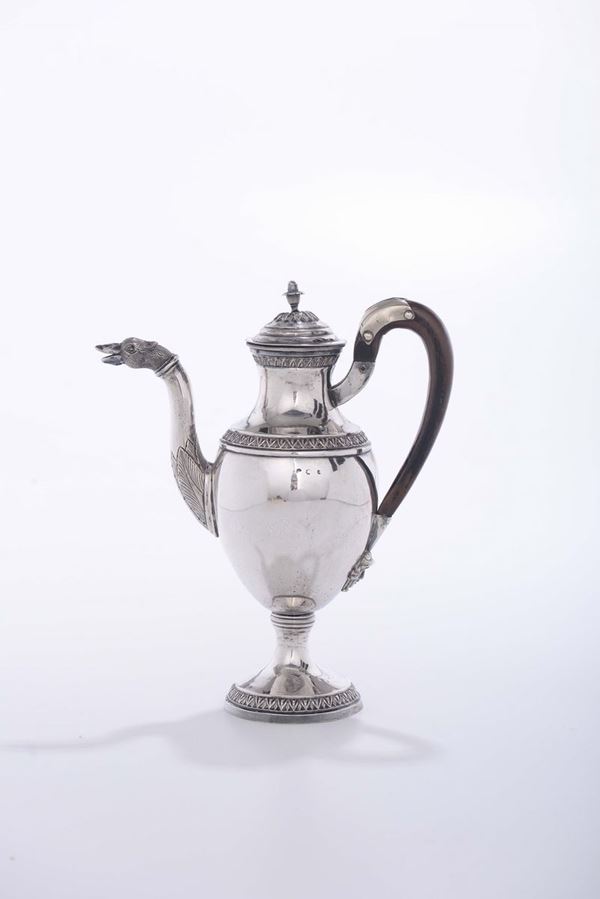 Caffettiera Impero in argento, XIX secolo