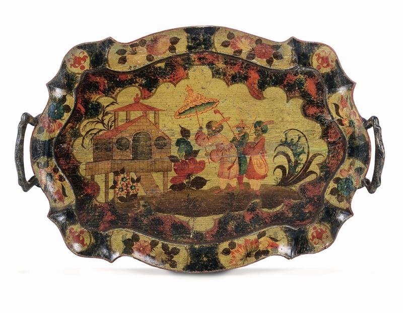 Vassoio ovale a due manici, Venezia metà XVIII secolo  - Asta Importanti Arredi e Oggetti d'Arte - Cambi Casa d'Aste