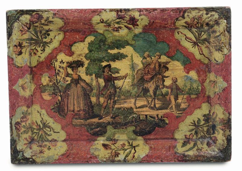 Vassoietto rettangolare laccato, Venezia metà XVIII secolo  - Auction Important Furniture and Works of Art - Cambi Casa d'Aste