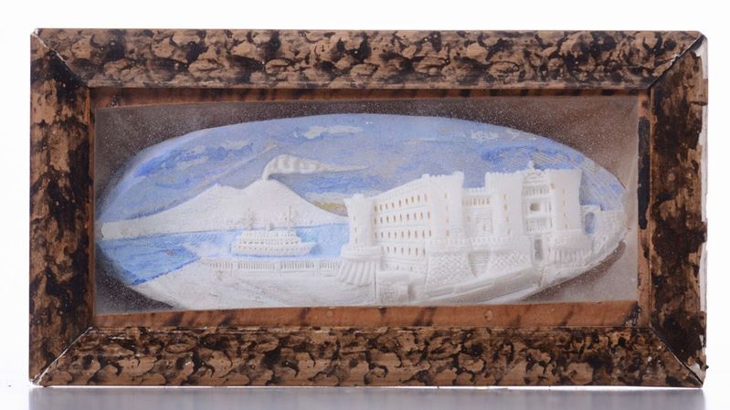 Diorama in osso di seppia raffigurnate il Golfo di Napoli, prima metà XX secolo  - Asta Arte Marinara e Strumenti Scientifici - Cambi Casa d'Aste