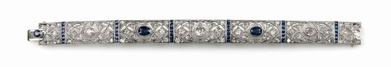 Diamond and sapphire bracelet set in yellow gold and silver  - Auction Fine Jewels - II - Cambi Casa d'Aste