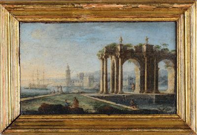 Gennaro Greco (1665-1714), Attribuito Acoppia di Vedute Architettoniche