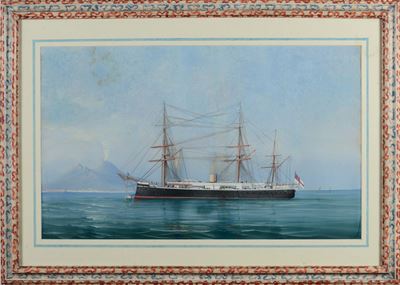 Antonio De Simone (1851-1907)corrazzata nel Golfo di Napoli