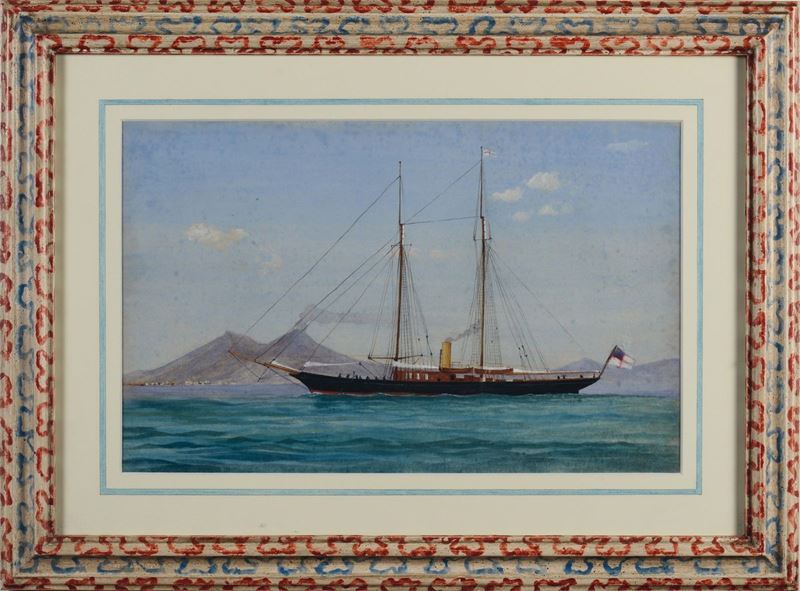 Scuola Napoletana del XX secolo Ritratto di Steam Yacht  - Asta Arte Marinara e Strumenti Scientifici - Cambi Casa d'Aste