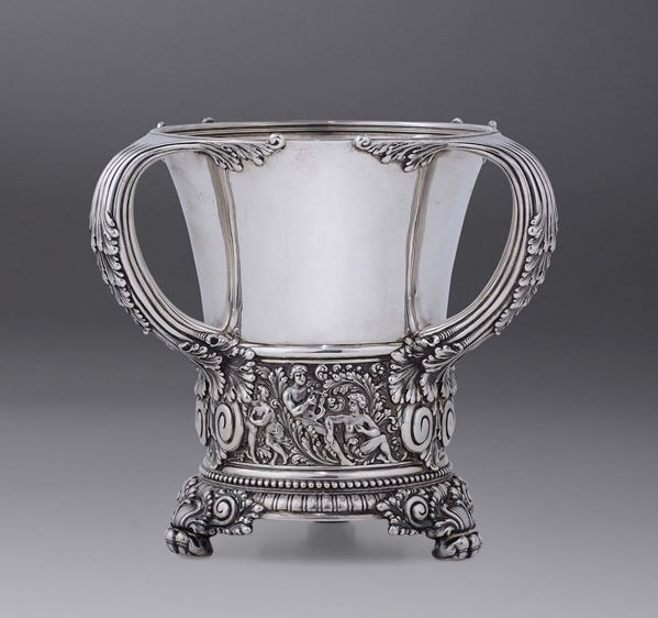A sterling silver 3 handled mug, Tiffany USA, 1882-1883