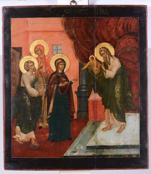 Icona raffigurante presentazione al tempio, Russia XIX secolo