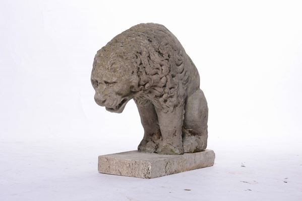 Leone in pietra scolpita, XIX-XX secolo
