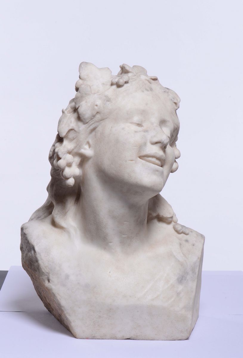 Figura di Baccante in Marmo Bianco, Inizio XX Secolo