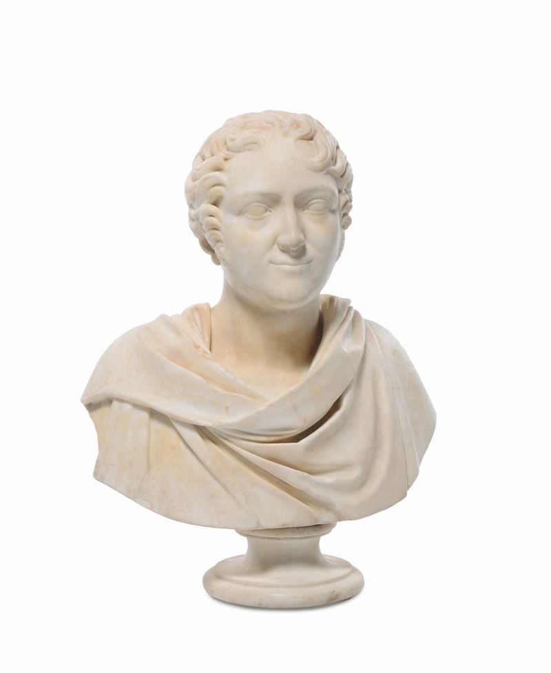 Busto di giovane in marmo bianco, XIX secolo  - Asta Antiquariato - Cambi Casa d'Aste