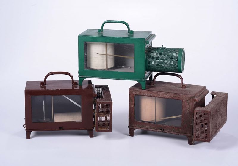 Tre apparecchi di cui un termografo, un evaporimetro e igrometro in cassetta di metallo verniciato  - Auction Maritime Art and Scientific Instruments - Cambi Casa d'Aste