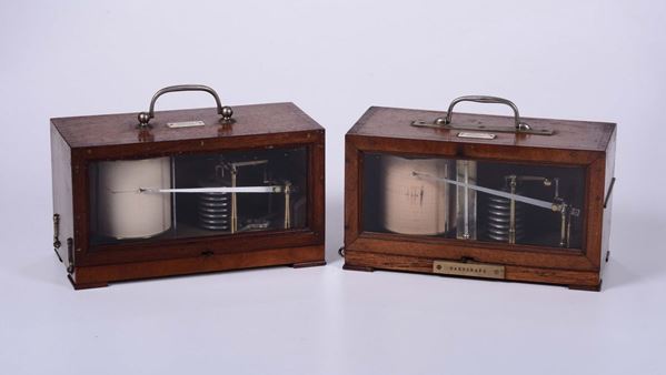 Due barografi in cassetta di legno, Bardelli, Torino