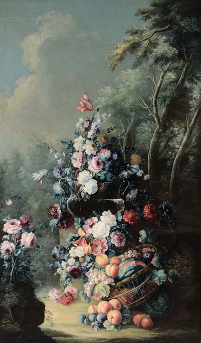 Michele Antonio Rapous (torino 1733-1819)natura Morta con Canestro di Frutta