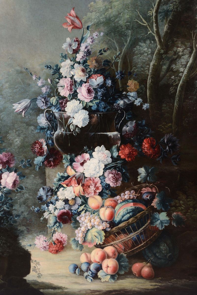 Michele Antonio Rapous (torino 1733-1819)natura Morta con Canestro di Frutta