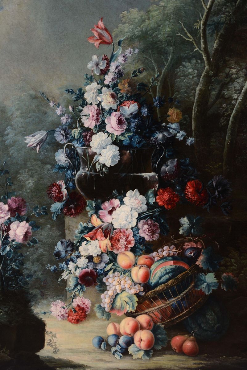 Michele Antonio Rapous (torino 1733-1819)natura Morta con Canestro di Frutta