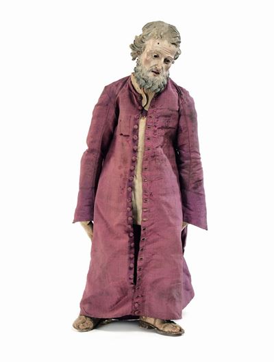 Scultura da Presepe Raffigurante Anziano Pastore, Napoli XVIII/XIX Secolo