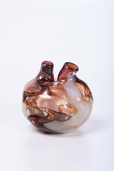 Vaso a Cuore in Vetro di Murano, XX Secolo