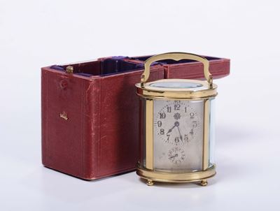 Pendoletta da Tavolo in Ottone Dorato con Custodia, XX Secolo