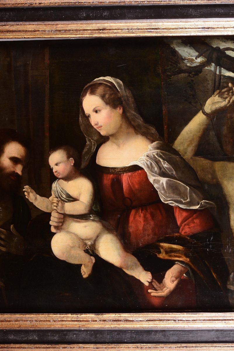 Giovanni Busi Detto il Cariani (fuipano al Brembo 1485 - Venezia 1547), Cerchia Dimadonna con Bam...