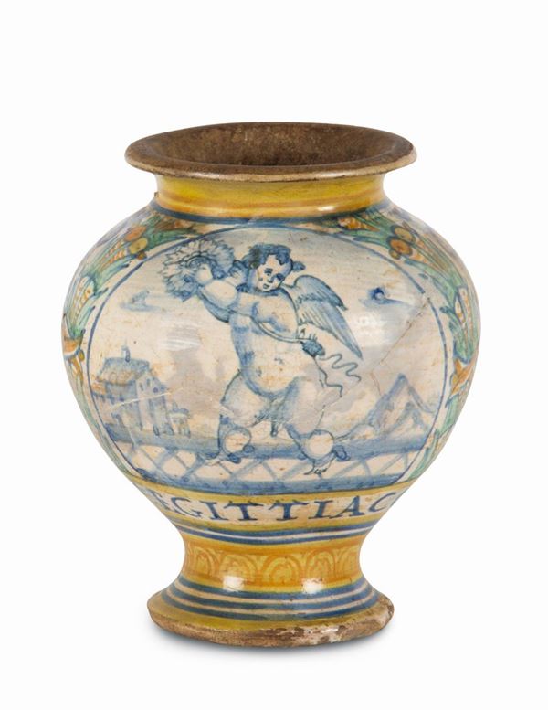A pill vase, central Italy (probably Deruta), mid 16th century