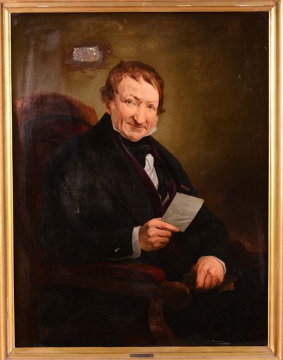 Giovanni Servi (1800-1885)ritratto Maschile in Poltrona