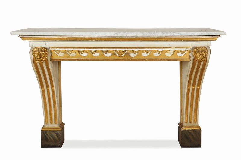 Console in legno intagliato, laccato e dorato, XVIII-XIX secolo  - Auction Fine Art - Cambi Casa d'Aste