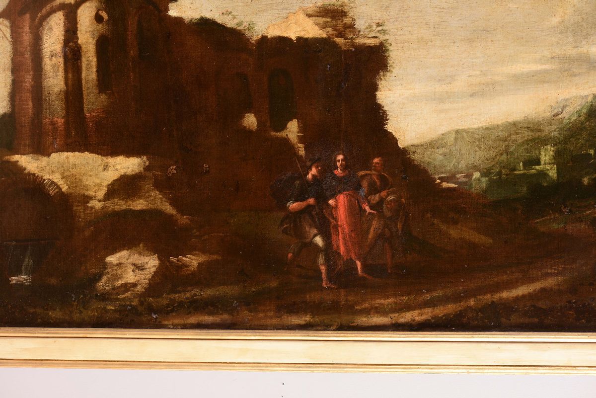 Antonio Travi (1608-1665) Scuola Dipaesaggio con Rovine e Figure