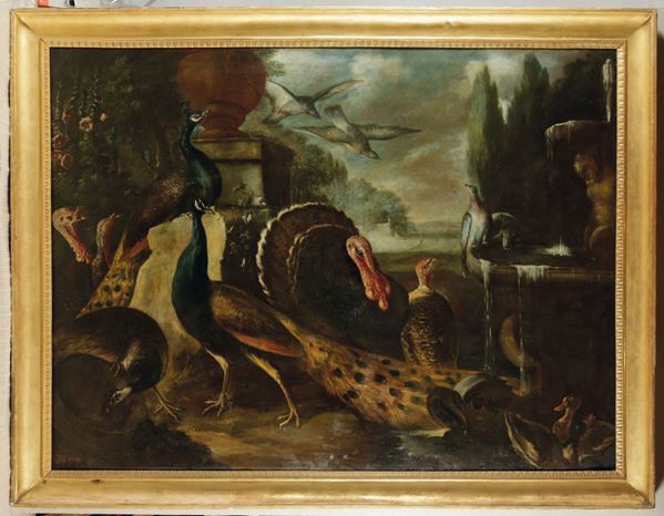 Baldassarre De Caro (Napoli 1689-1750) Natura viva con volatili