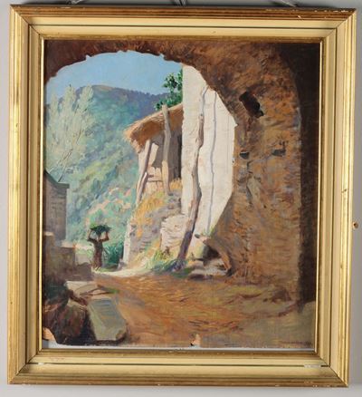 Navarrino Navarrini (1892-1980)scorcio di Paese, 1929