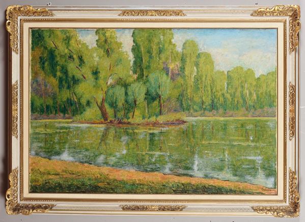 Tito Corbella (1885-1966) Paesaggio fluviale, 1954