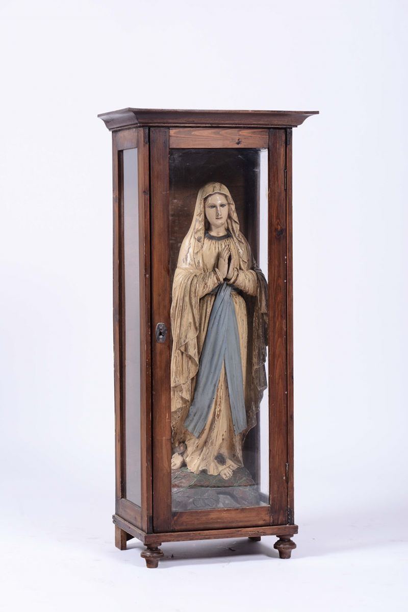 Statua in legno raffigurante Madonna, 1885 circa  - Auction Asta a Tempo Antiquariato - II - Cambi Casa d'Aste