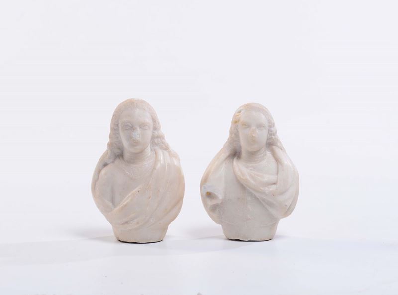 Due piccoli busti in marmo scolpito, XIX secolo  - Asta Asta a Tempo Antiquariato - II - Cambi Casa d'Aste