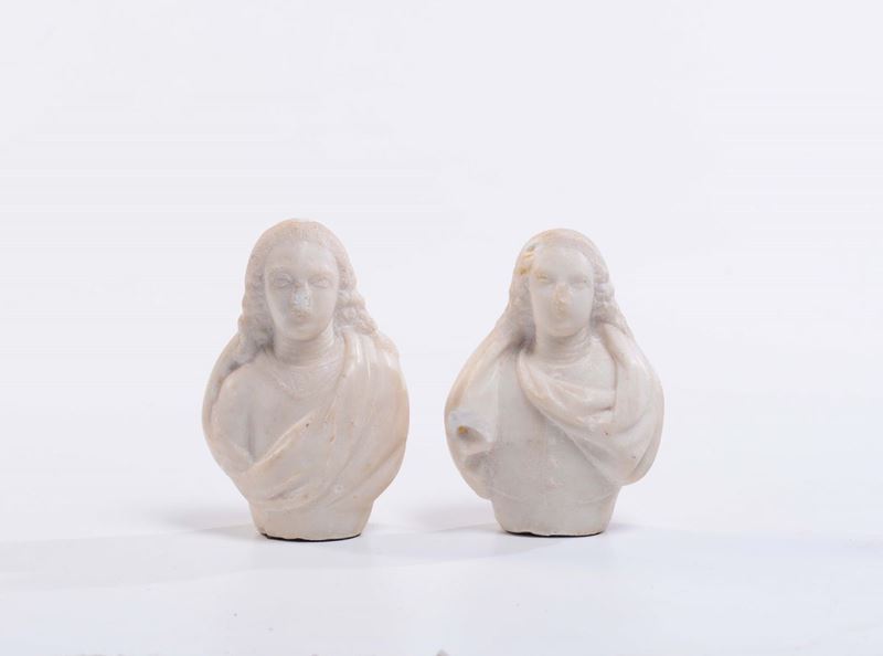 Due piccoli busti in marmo scolpito, XIX secolo  - Auction Asta a Tempo Antiquariato - II - Cambi Casa d'Aste