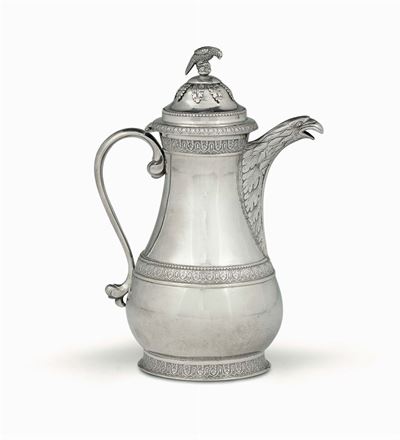 Caffettiera in Argento Sbalzato, Fuso e Cesellato, Caffettiera in Argento Sbalzato, Fuso e Cesell...