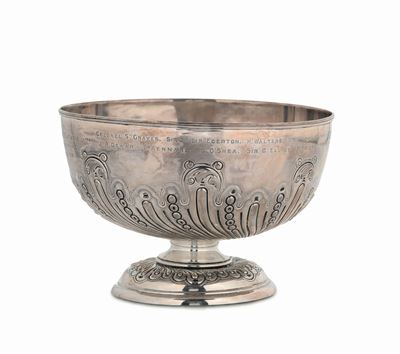 Rose Bowl in Argento Decorata a Costolature e Iscrizione con Data 1897, Londra j.w.D. A-1896