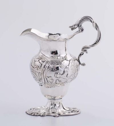 Lattiera Rococo in Argento, Londra 1785, Argentiere Ih
