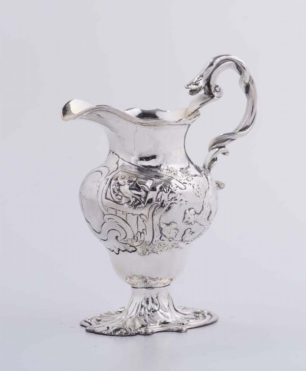 Lattiera Rococo in Argento, Londra 1785, Argentiere Ih