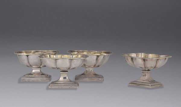 4 silver-gilt salt shakers, Naples, first half of the 19th century, maker's mark illegible