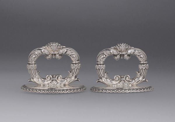 A pair of silver vegetable tureen handles, maker Pual Storr, London, late 18th century