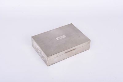 Scatola Porta Sigari in Argento e Legno con Monogramma Lel, Inizio XX Secolo