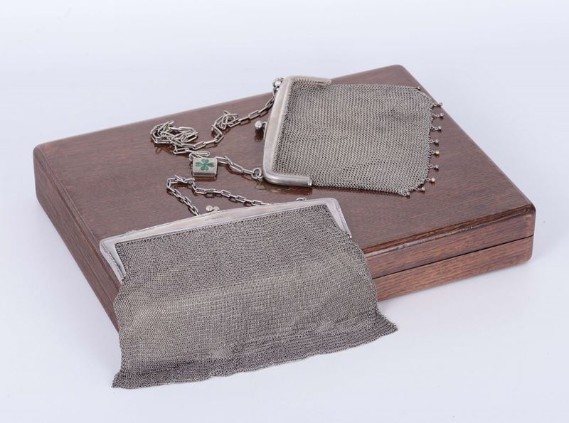 Due borsette a maglia, XIX secolo  - Asta Antiquariato - Cambi Casa d'Aste