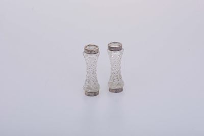 Coppia di Poggia Posate in Cristallo Molato e Argento, Birmingham 1898, Argentiere L&s