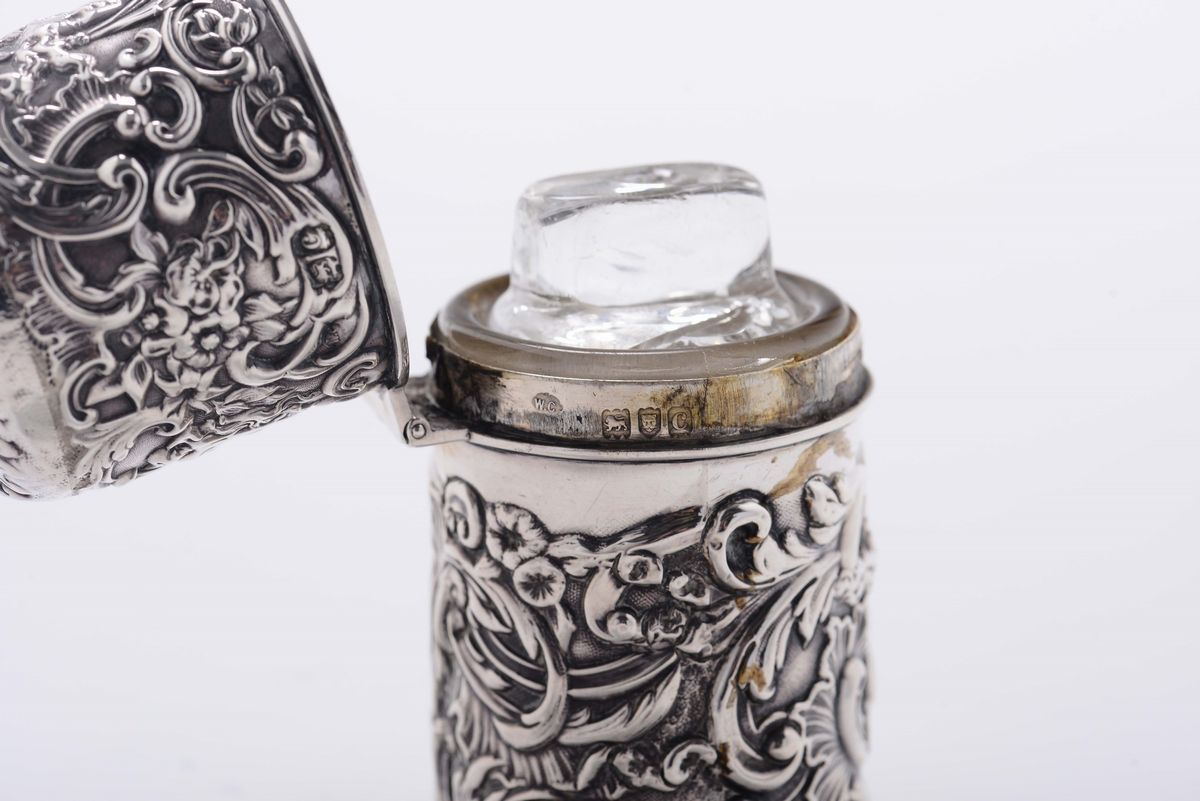 Scatola Porta Profumo con Bottiglia di Cristallo, Londra 1898