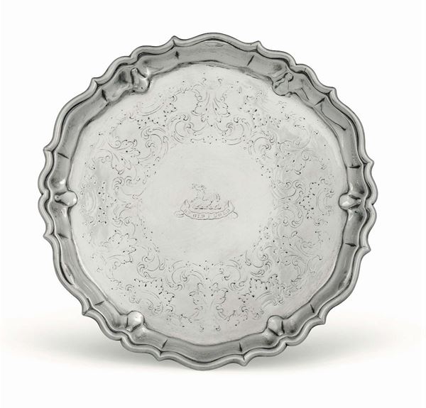 A silver Salver tray, London 1736, maker R.A.